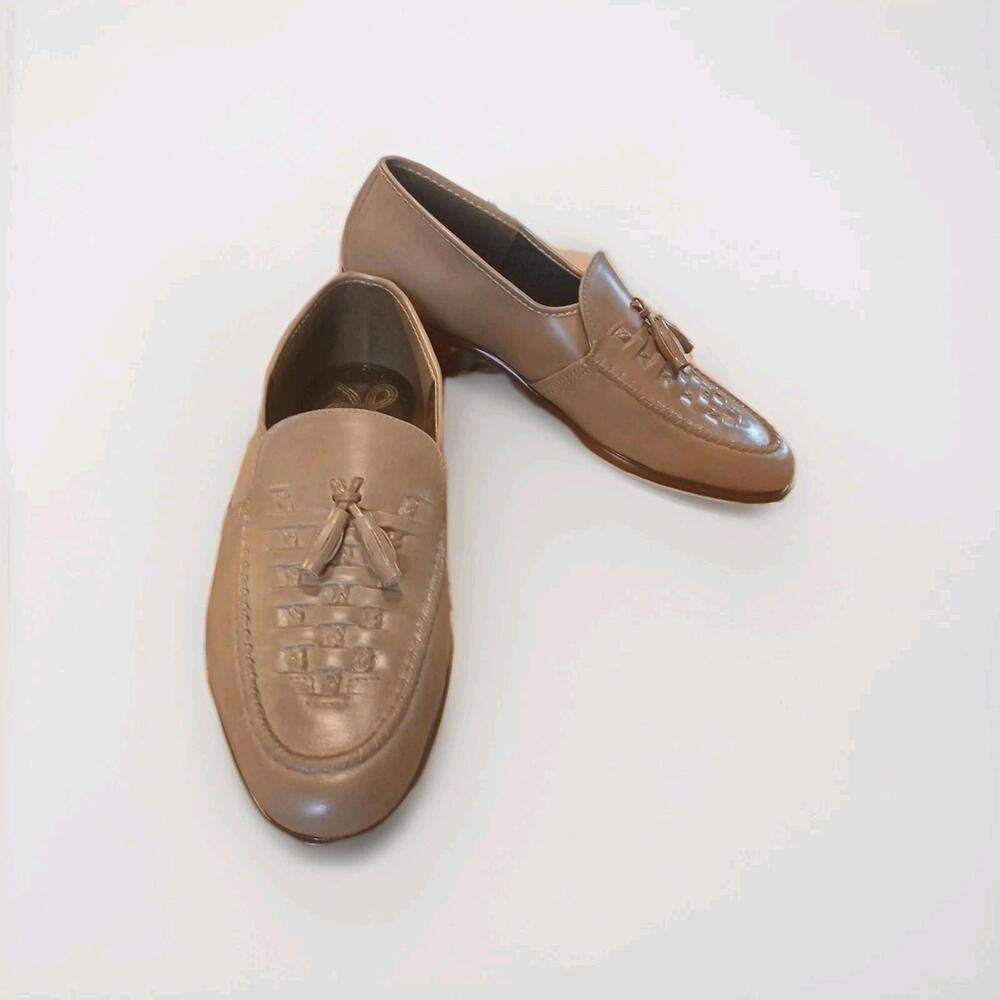 Men's Vintage HABAND Brown Cushioned Slip On Dress Shoes, Size 8 1/2 Wide,Tassel